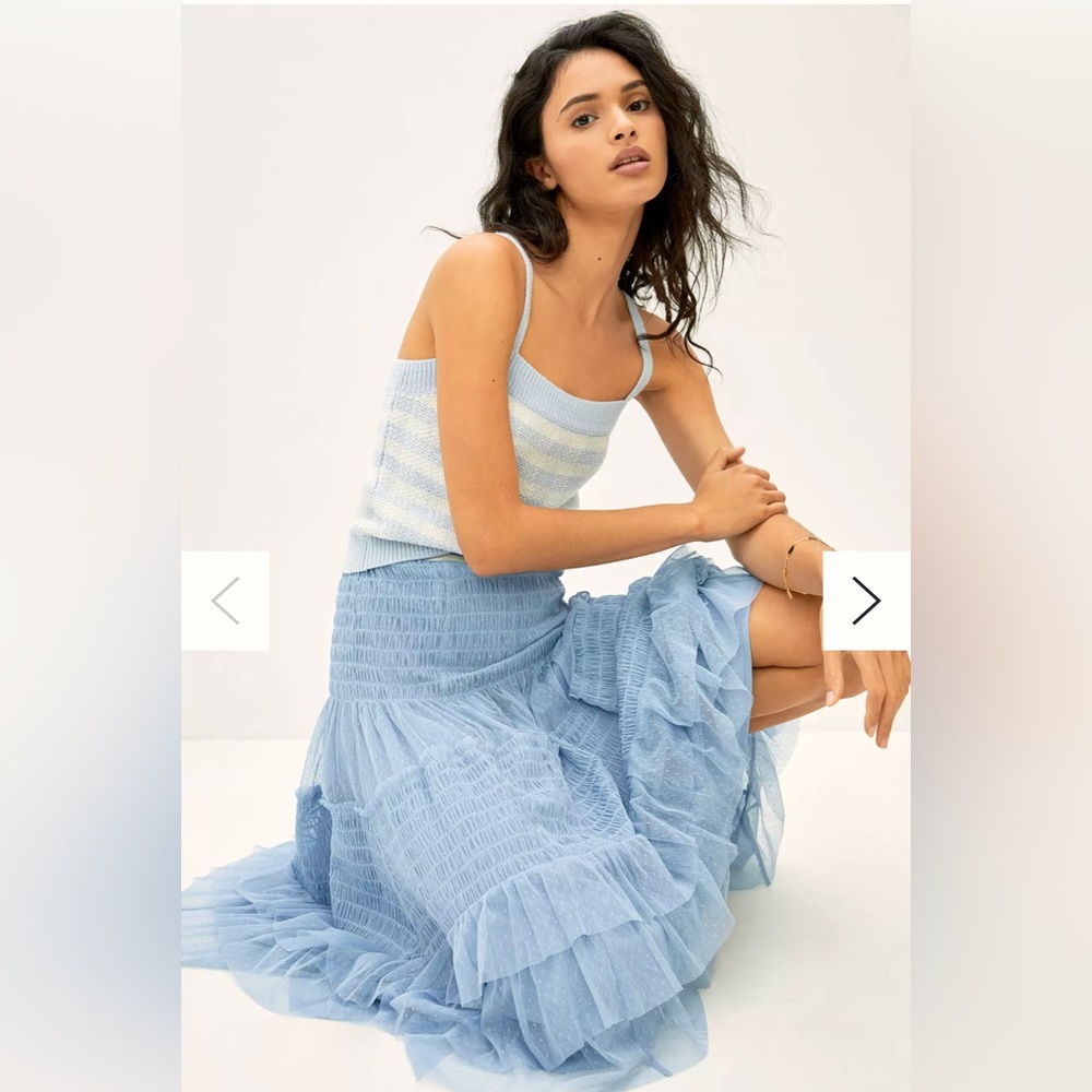 Anthropologie Maeve Tulle Midi Skirt